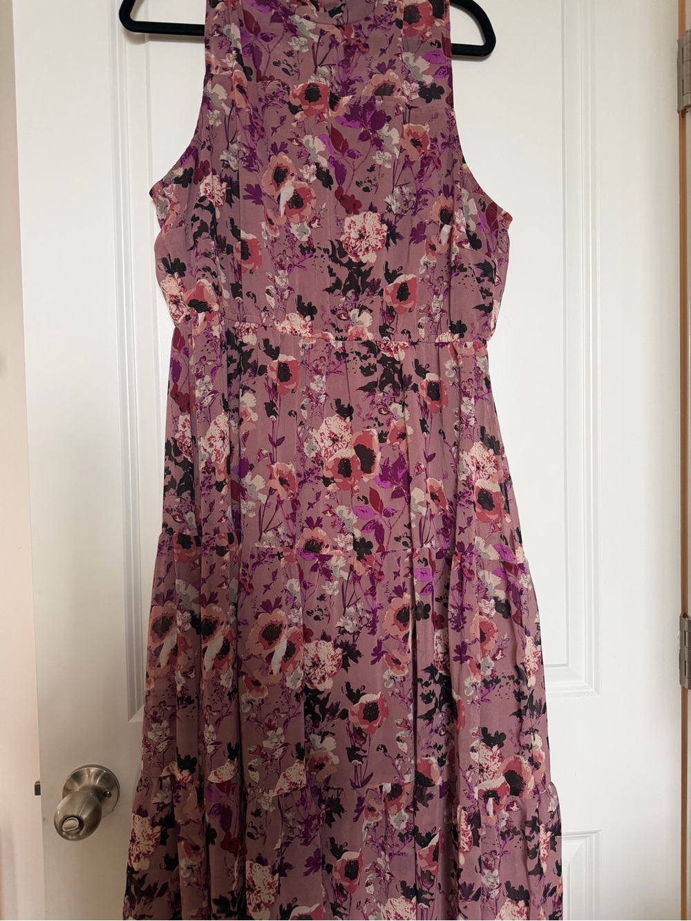 Lulu's Mauve Floral Sleeveless Midi Dress